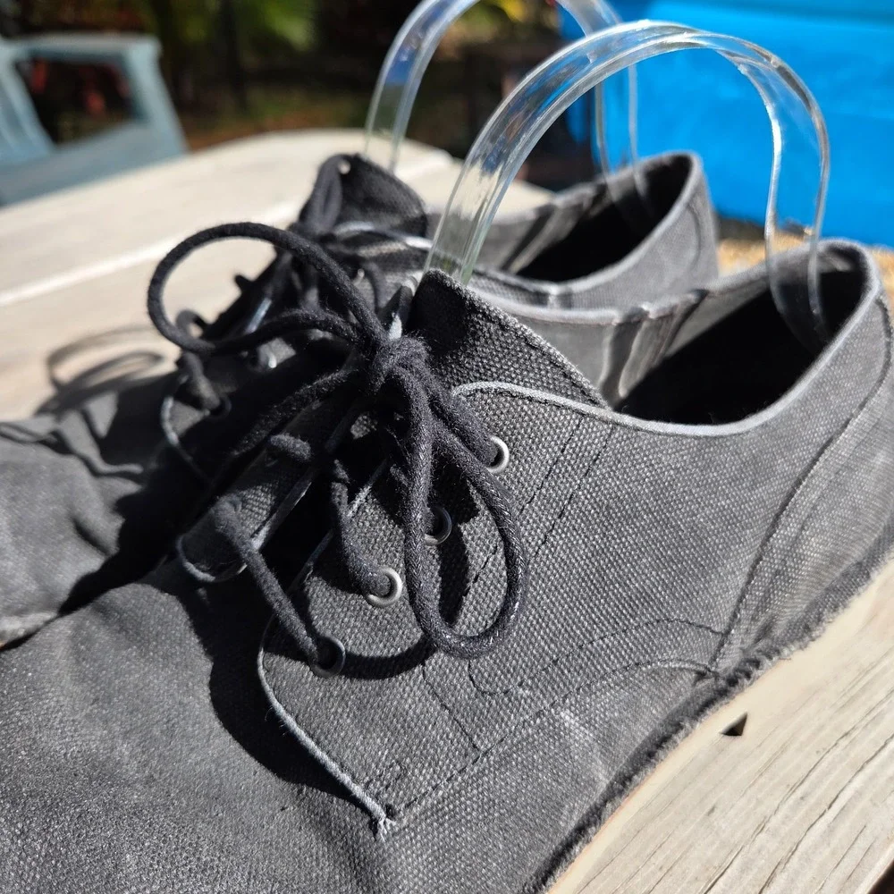 John Varvatos‎ Men's Gray Canvas Casual Oxford Dress Shoes Acid Wash 10.5 Italy